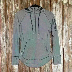 ATHLETA Blue and White Striped Hoodie